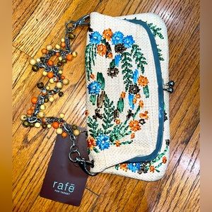 Brand new Rafe summer spring purse with tags floral flowers blue tan orange